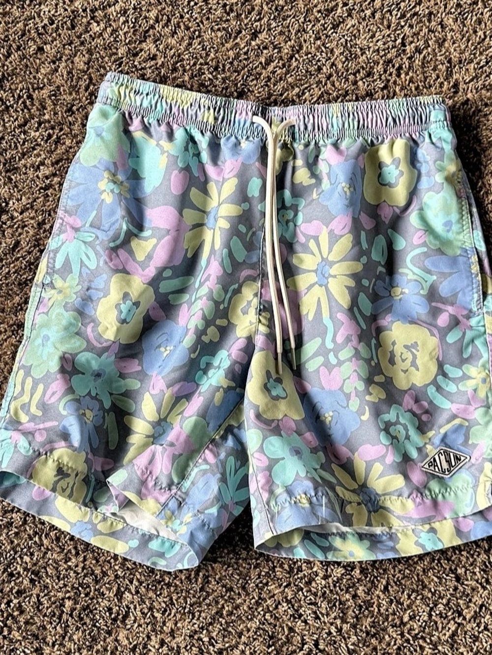 PacSun Floral Swim Trunks Blue & Purple Small